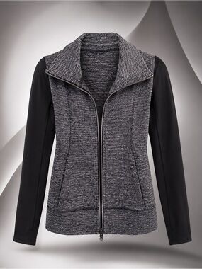 lululemon athletica Heathered Gray Front Zip Jacket with Black Sleeves